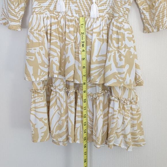 Patrons of Peace June Print Dress Ruffle Tiered 3/4 Sleeve Medium - Picture 4 of 8